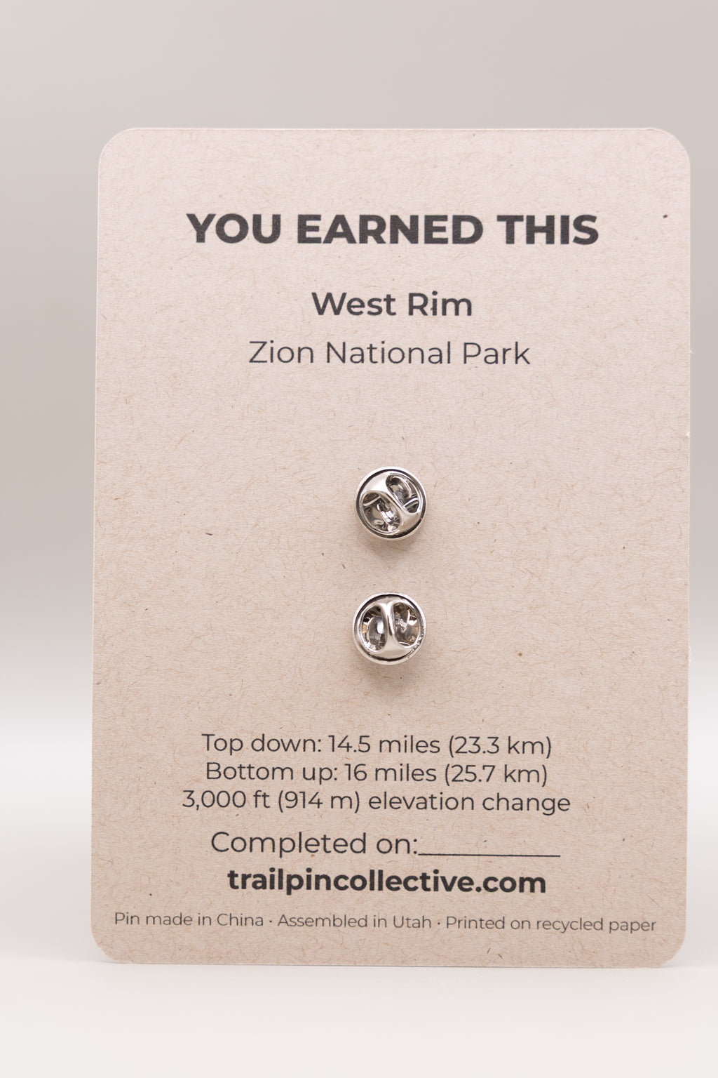 West Rim Trail Pin
